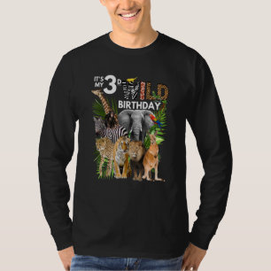 Barn Det är min 3 Vild Birthday Safari Animals Zoo T Shirt