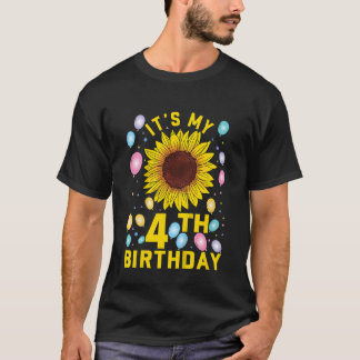 Barn Det är min 4e födelsedagen solros 4 år gammal T Shirt