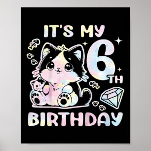 Barn Det är min 6e-födelsedag, sex år gammal katt Poster
