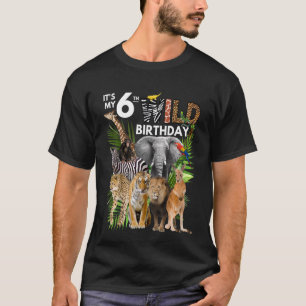Barn Det är min 6e Vild Birthday Safari Animals Zo T Shirt