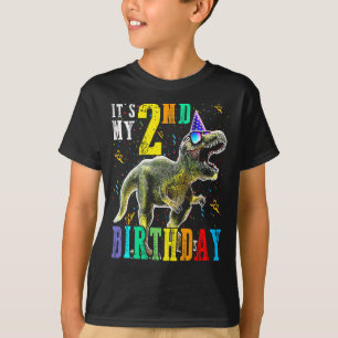 Barn Det är min andra födelsedag Lycklig 2 år Dino T Shirt