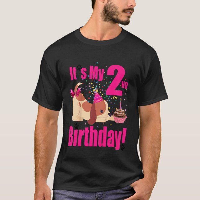 Barn Det är min andra födelsedagstest Hund 2 år ga T Shirt (Framsida)