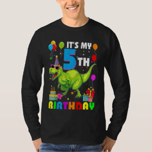 Barn Det är min femte födelsedag Lycklig 5 år Rex T Shirt