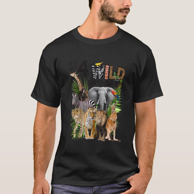 Barn Det är min fjärde Vild, Safari Animals Zoo T Shirt (Framsida)