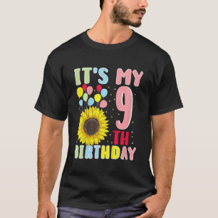 Barn Det är min nionde födelsedag Solros 9 år gamm T Shirt