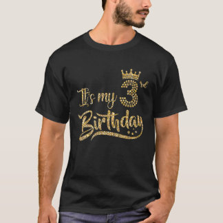 Barn Det är min tredje födelsedag flicka 3 år gamm T Shirt
