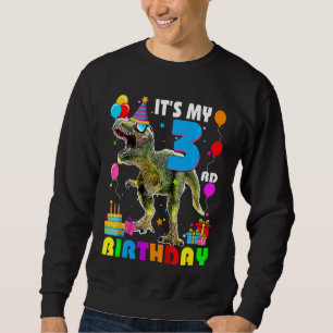 Barn Det är min tredje födelsedag Lycklig 3 år Rex Lång Ärmad Tröja
