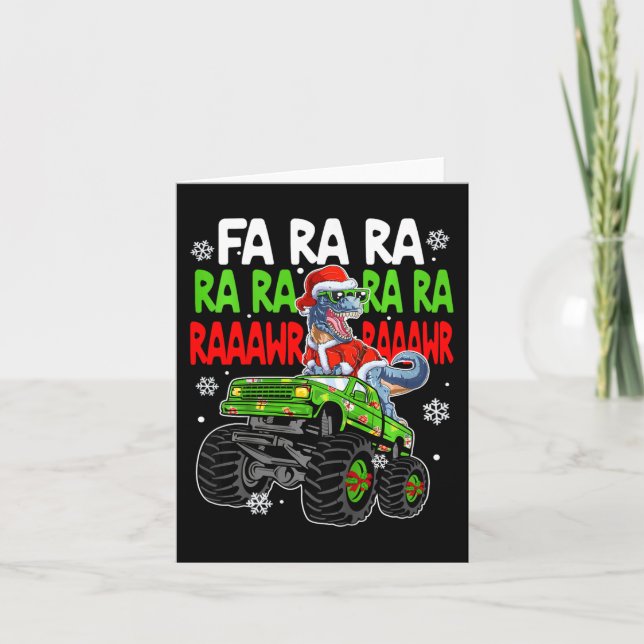 Barn Dino Fa Ra Ra Rawr Dinosaur Monster Truck Jul Kort (Framsida)