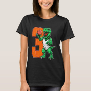 Barn Dinosaur Basketball 3 år gammal pojke 3:e föd T Shirt