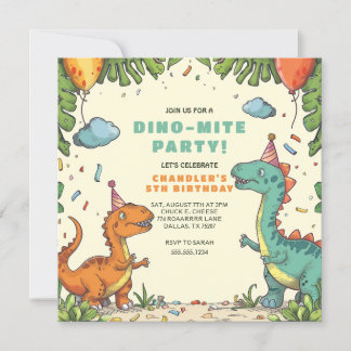 Barn Dinosaur Födelsedag Inbjudningar