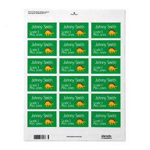 Barn dinosaur namn bok-etiketter adressetikett