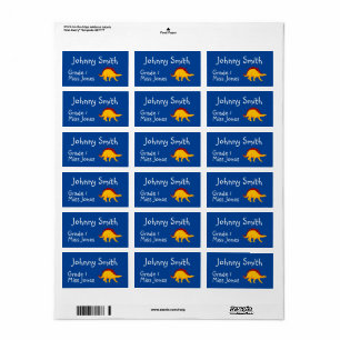 Barn dinosaur namn bok-etiketter adressetikett