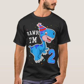 Barn Dinosaur Rawr I är 2 år 2:a födelsedagen T Re T Shirt