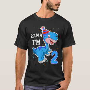 Barn Dinosaur Rawr I är 2 år Andra födelsedagen T Shirt