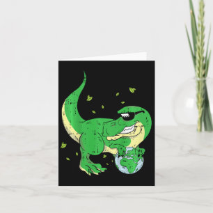 Barn Dinosaur som håller planeten Jordens dag Milj Kort