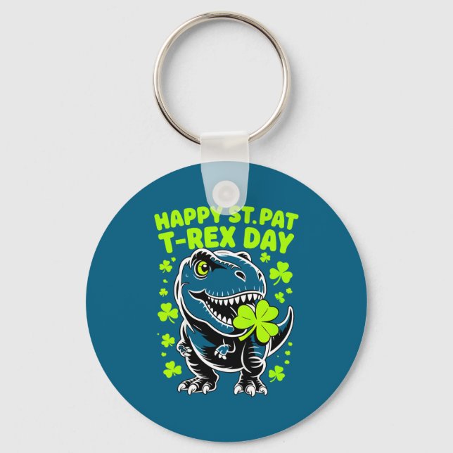 Barn dinosaur st patricks day pojkar glad st pat nyckelring (Framsida)