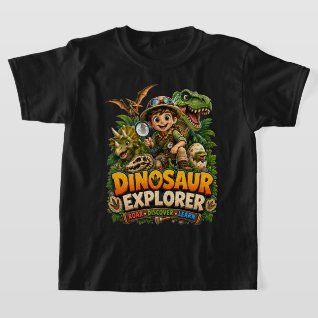 Barn dinosaur t-shirt | framtida paleontolog (Laydown)
