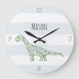 Barn Dinosaur Tecknad och Namn Boys Nursery Stor Klocka