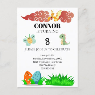 Barn Dinosaur Tema Födelsedag Vykort