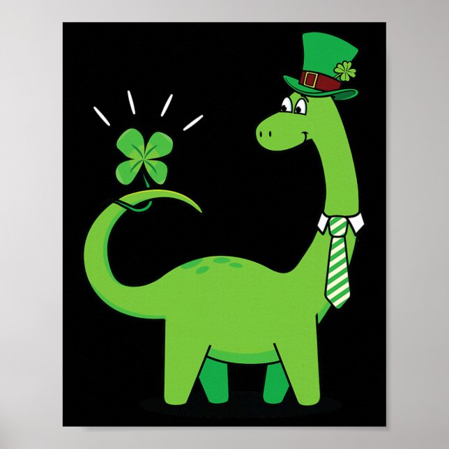 Barn Dinosaure St Patricks Day Shamrock Tröja Todd Poster (Framsidan)
