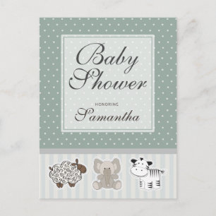 Barn djur för baby shower inbjudan vykort