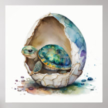 Barn djur för förskola, Söt sköldpadda affisch