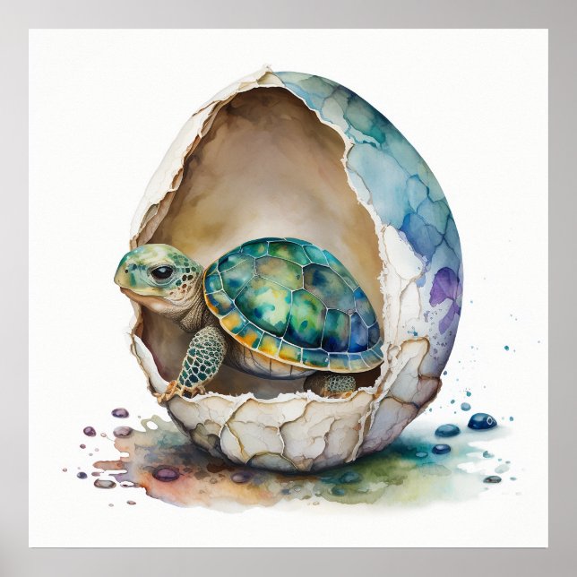 Barn djur för förskola, Söt sköldpadda affisch (Framsidan)