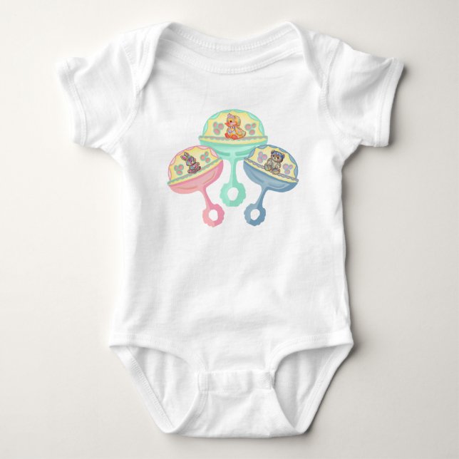 Barn Djurs Rattle Bodysuit T Shirt (Framsida)