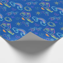 Barn Doodles Colorful Kids Teckning Gift Wrap