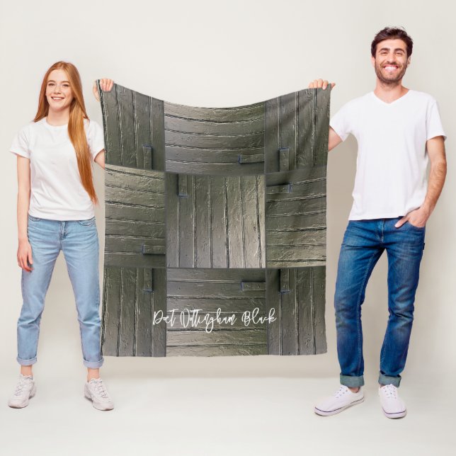 Barn Door Design HORSE NAMN Rustic Equestrian Fleecefilt (På plats)