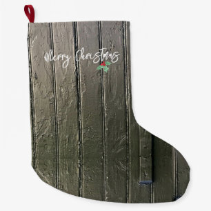 Barn Door God jul Holly Rustic Black Stor Julstrumpa