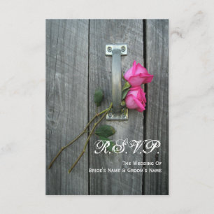 Barn Door och Rosa ros Bröllop Small OSA Kort