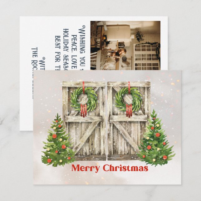 Barn Doors Photo jul Card Anteckningskort (Fram/baksida)