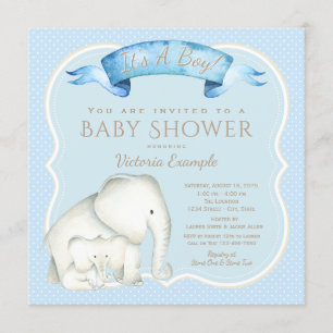 Barn elefant baby shower inbjudan