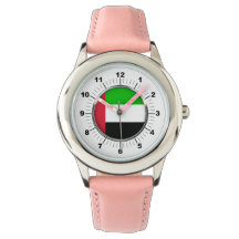 Barn Emirates Flagga Rosa Leather Strap Watch