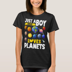 Barn En Pojke Som Älskar Planeter Sol Utforskning T Shirt