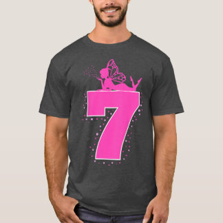 Barn Fairy Birthday, 7 Sju år Gamla flickor Pa T Shirt