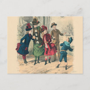 Barn Family Antique Victorian Chilld Vykort