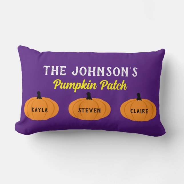 Barn Family Namn Pumpkin Patch Halloween Decor Lumbarkudde (Framsida)
