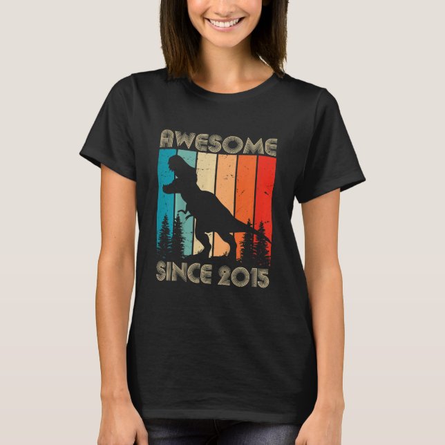 Barn Fantastisk sedan 2015, dosinosaur Rex 7 år ga T Shirt (Framsida)