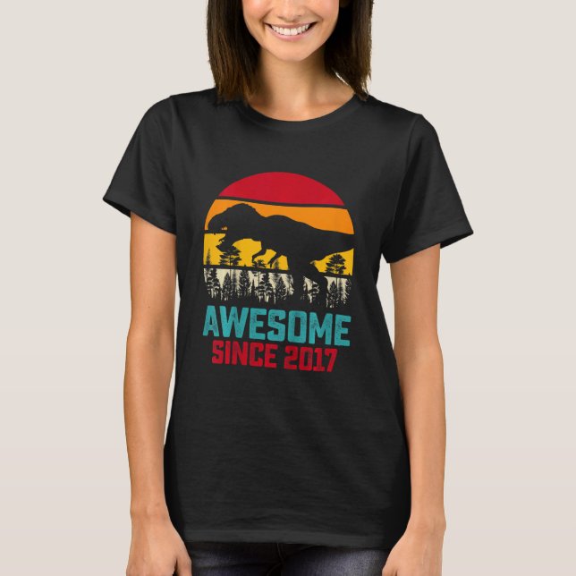 Barn Fantastisk sedan 2017, dosinosaur Rex 5 år ga T Shirt (Framsida)