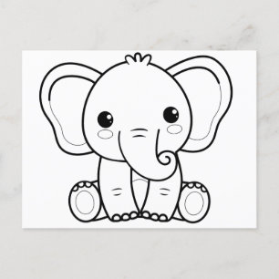 Barn färg din egen Valentine (elefant) Vykort