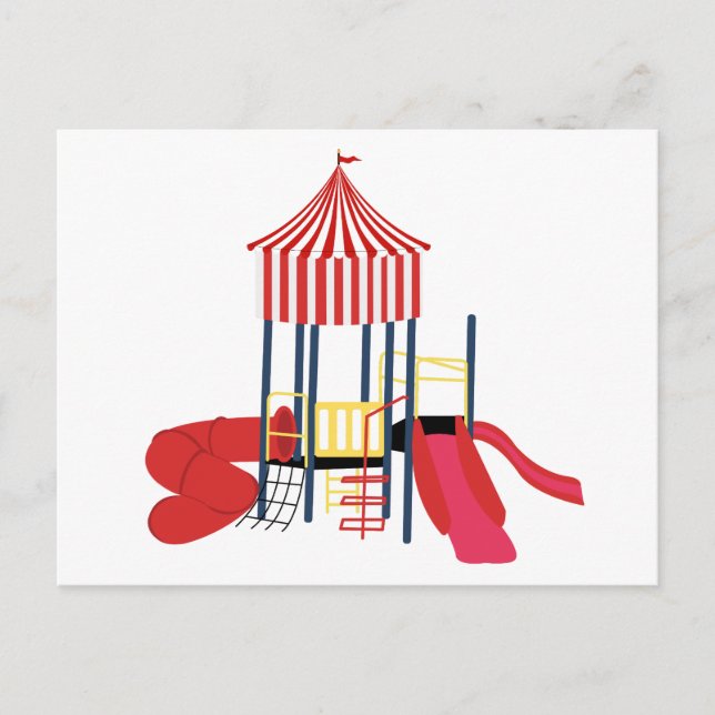 Barn - färgad lekplats helg vykort (Framsida)
