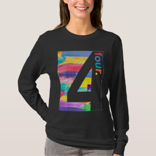 Barn, färgat nummer 4 Fyra 4e födelsedagen-pojkar T Shirt