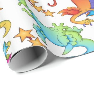 Barn - färgfulla drakar - papper radbrytning presentpapper