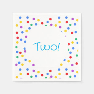 Barn Färgfyllda konfetti Dots 2:a födelsedag Pappe Pappersservett