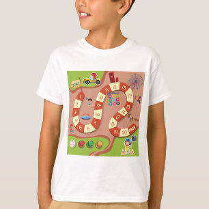 Barn Färgglad Tävlingsbana Brädspel T Shirt