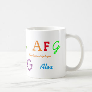 barn färglöst initialer/namn brev kaffemugg