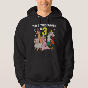 Barn Farm 3 år gammal födelsedagstorgeltraktor 3 Hoodie