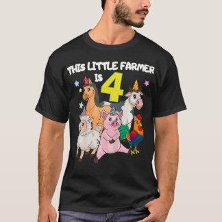 Barn Farm 4 år gammal födelsedagstorgeltraktor T Shirt